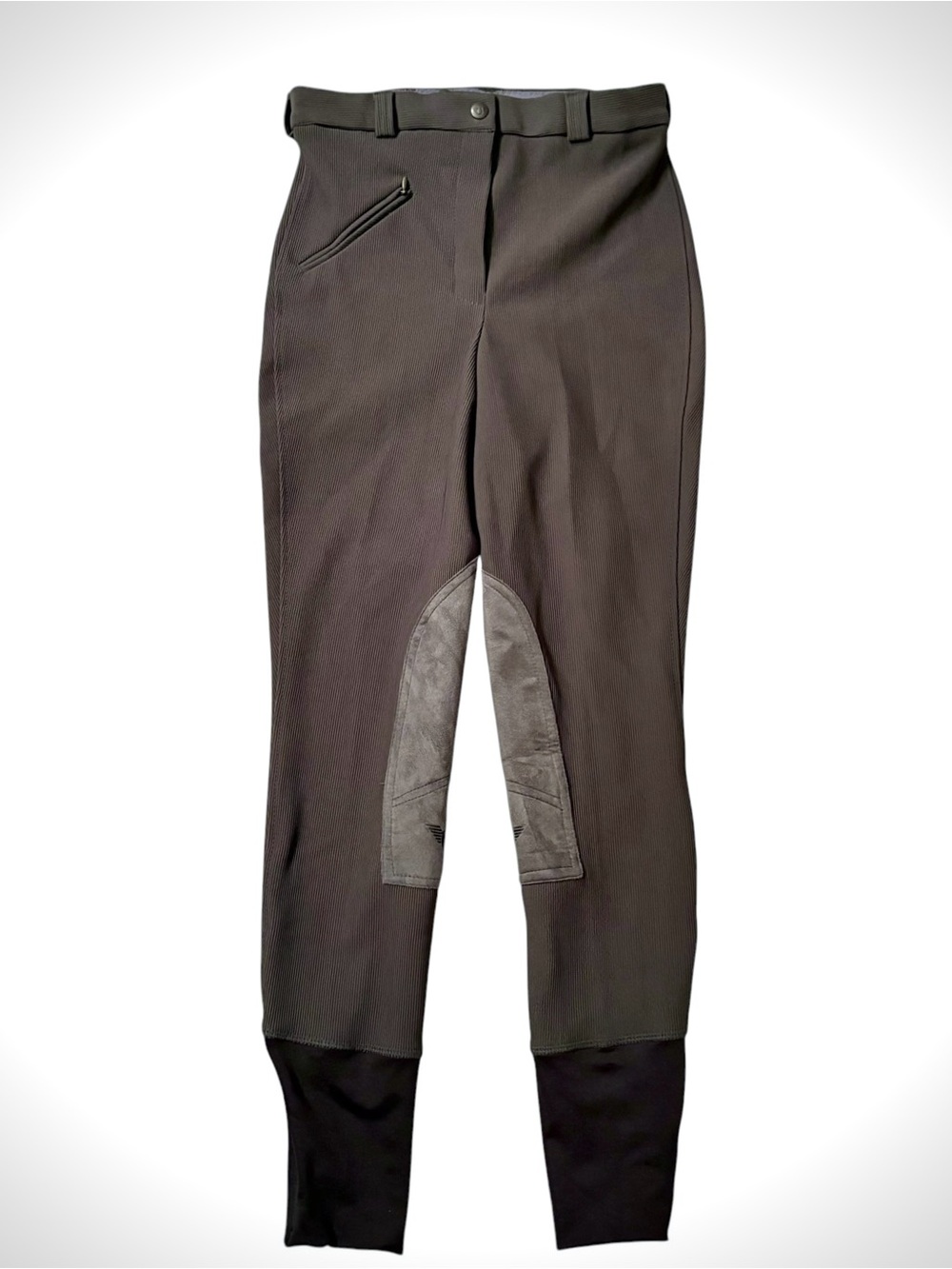 TuffRider Ribbed Knee Patch Riding Breeches Dark Grey Equestrian Old Money Sz 26